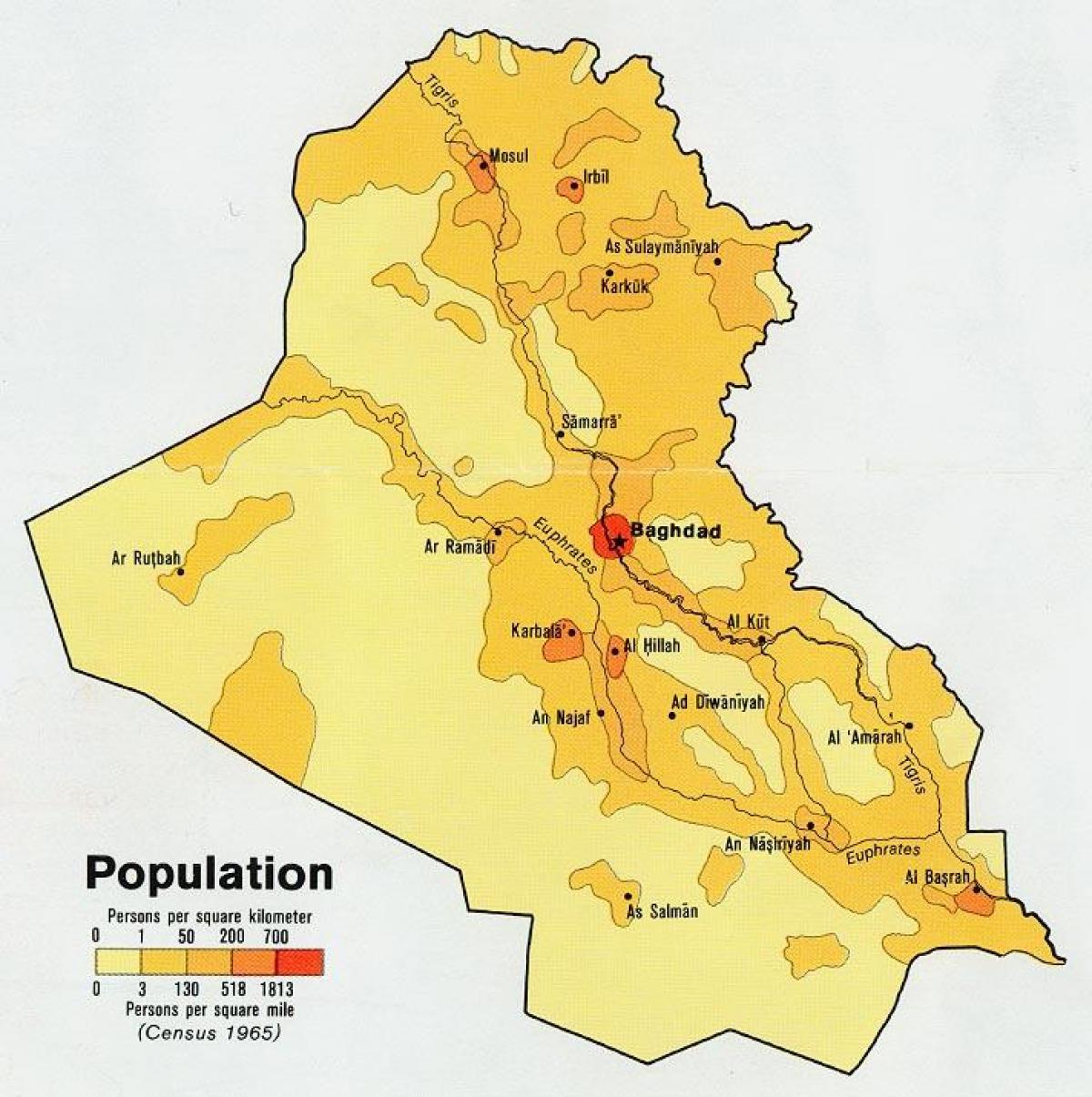 Ramani ya Iraq idadi ya watu