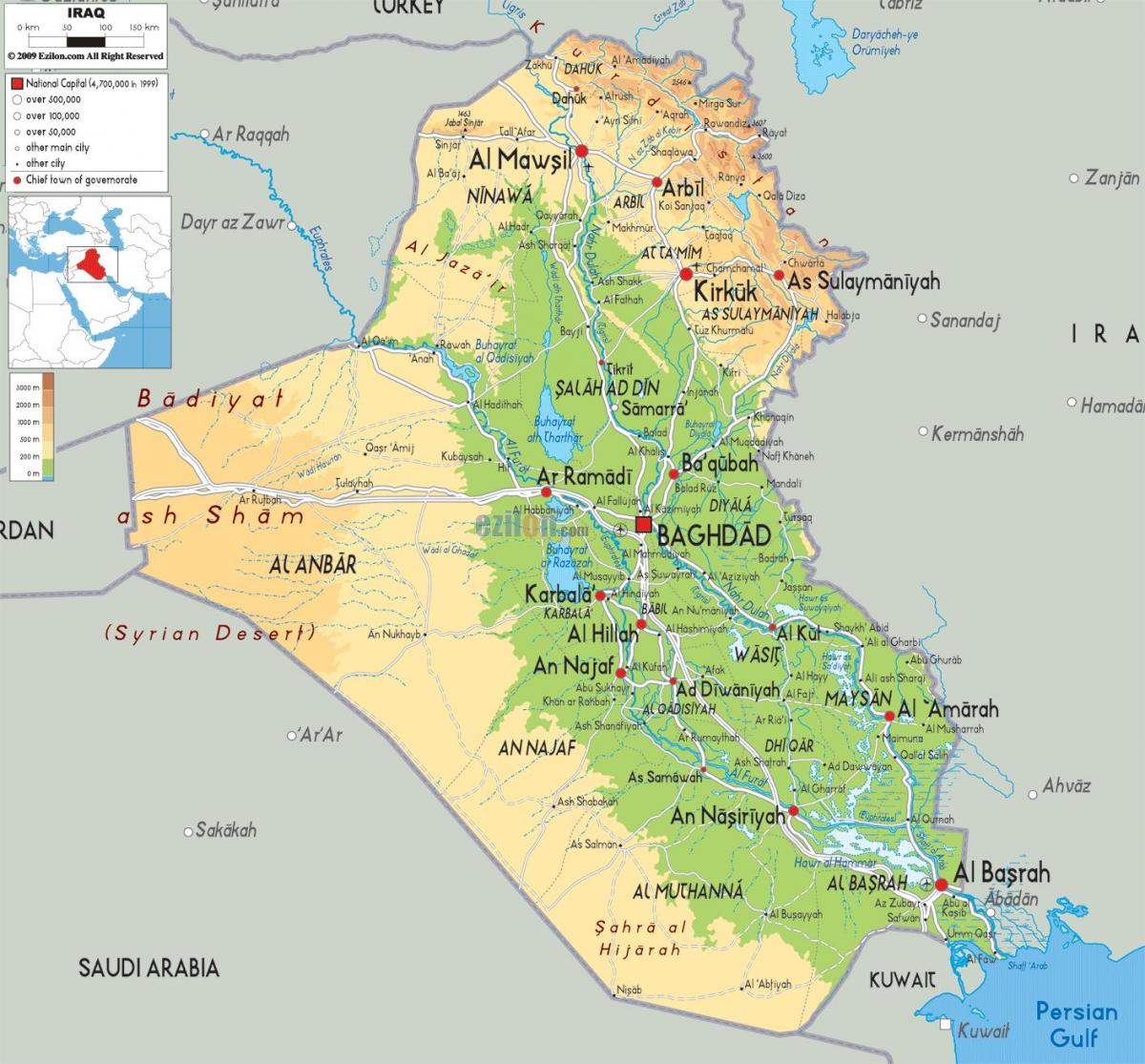 Ramani ya Iraq jiografia